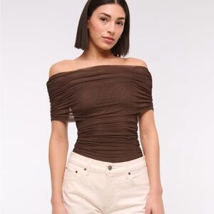 Brown Off-the-Shoulder Bodysuit